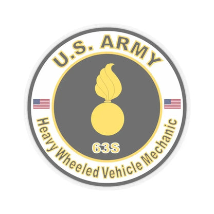 MOS 63S Heavy-Wheeled Vehicle Mechanic (U.S. Army) STICKER Vinyl Kiss-Cut Decal 3 Inch Transparent - The Sticker Space
