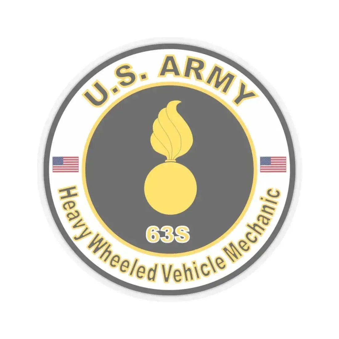 MOS 63S Heavy-Wheeled Vehicle Mechanic (U.S. Army) STICKER Vinyl Kiss-Cut Decal 4 Inch Transparent - The Sticker Space