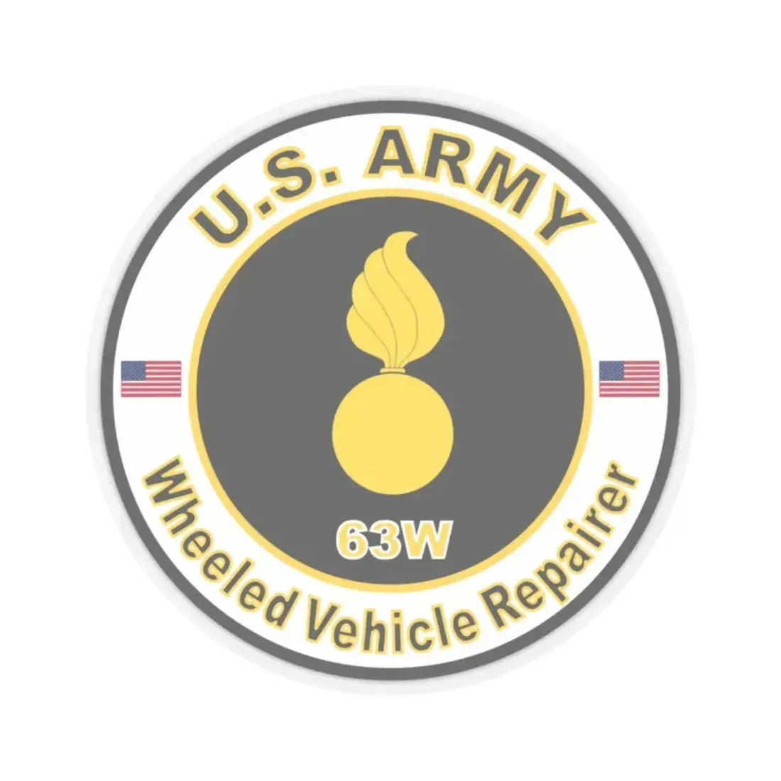 MOS 63W Wheeled Vehicle Repairer (U.S. Army) STICKER Vinyl Kiss-Cut Decal 2 Inch Transparent - The Sticker Space