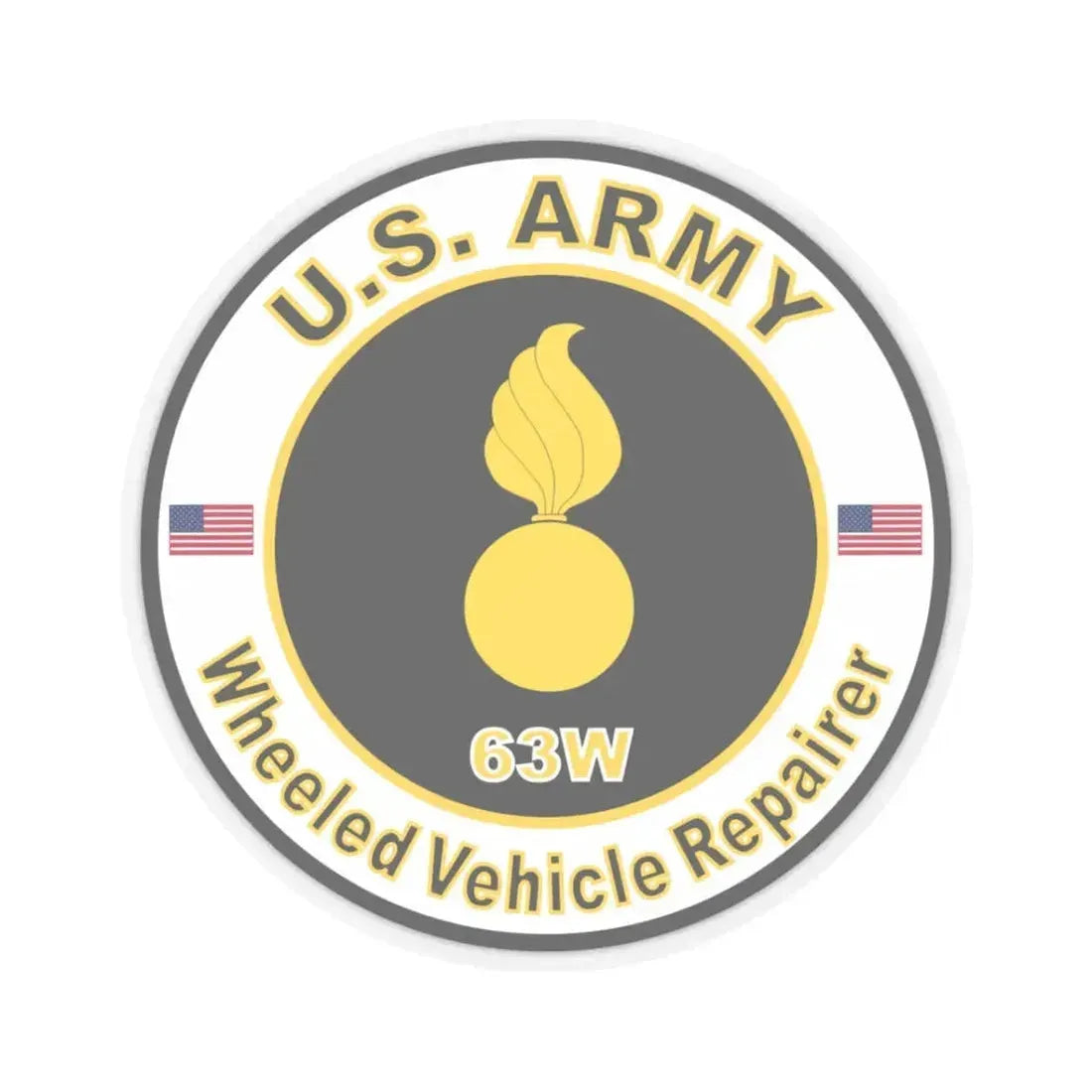MOS 63W Wheeled Vehicle Repairer (U.S. Army) STICKER Vinyl Kiss-Cut Decal 3 Inch Transparent - The Sticker Space