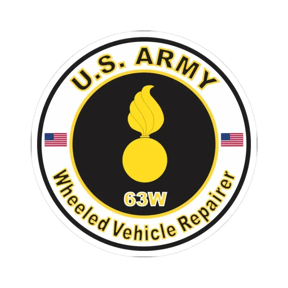 MOS 63W Wheeled Vehicle Repairer (U.S. Army) STICKER Vinyl Kiss-Cut Decal 3 Inch White - The Sticker Space