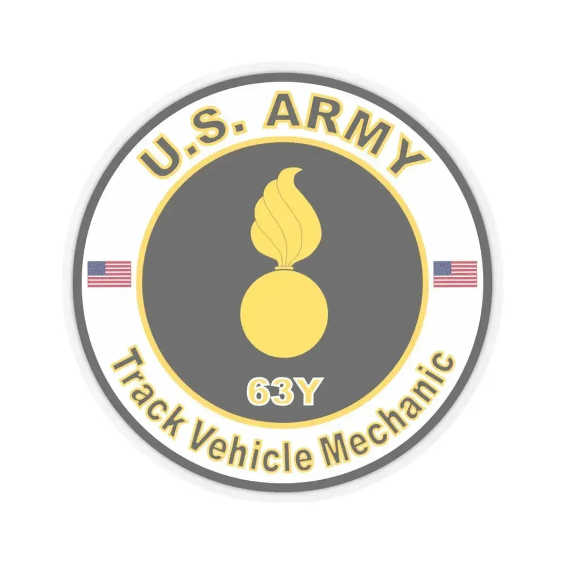 MOS 63Y Track Vehicle Mechanic (U.S. Army) STICKER Vinyl Kiss-Cut Decal 3 Inch Transparent - The Sticker Space
