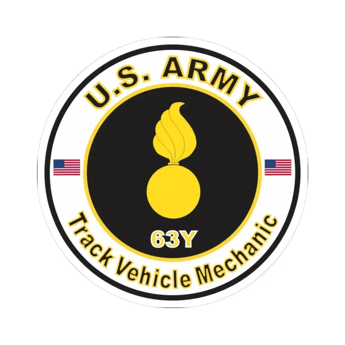 MOS 63Y Track Vehicle Mechanic (U.S. Army) STICKER Vinyl Kiss-Cut Decal 3 Inch White - The Sticker Space