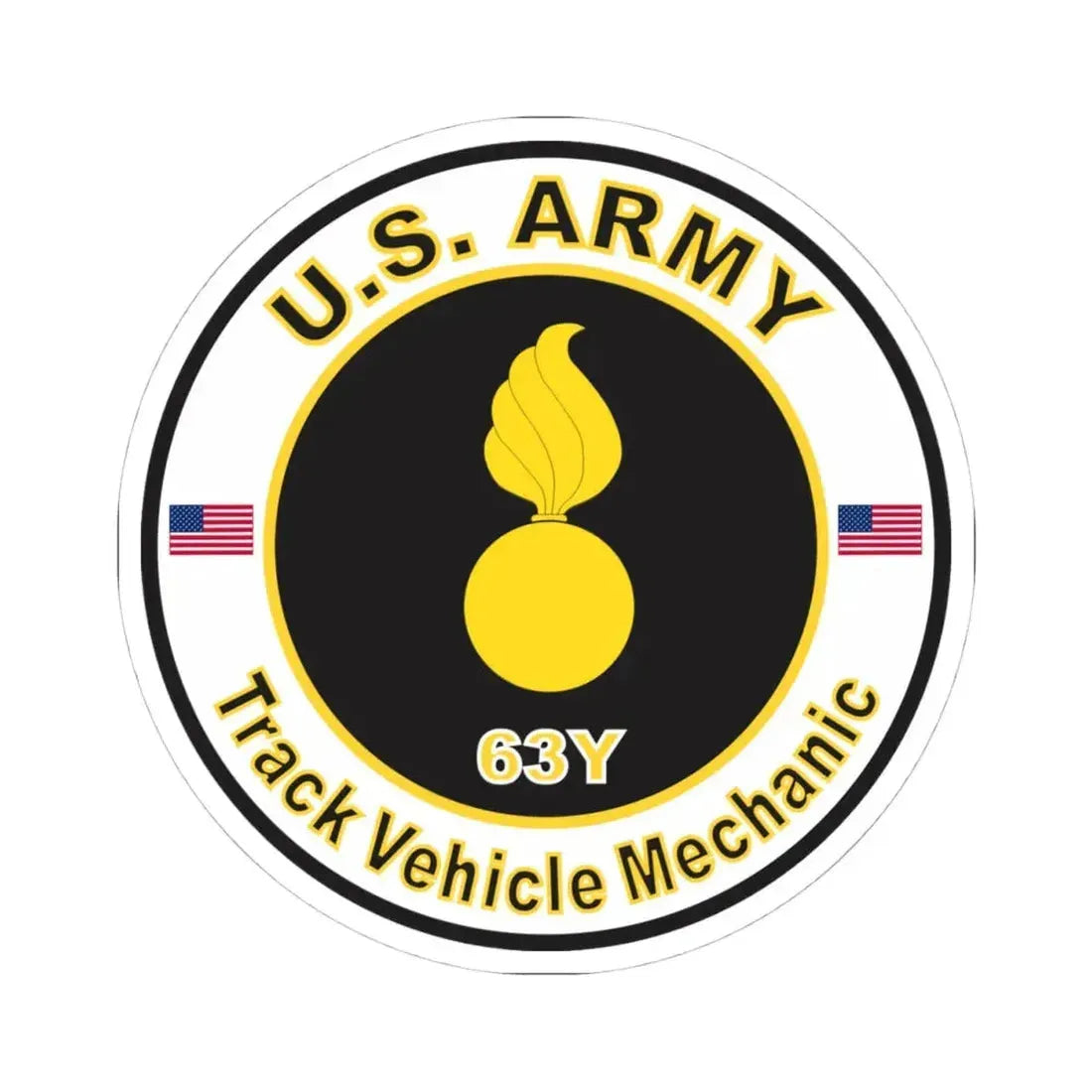MOS 63Y Track Vehicle Mechanic (U.S. Army) STICKER Vinyl Kiss-Cut Decal 4 Inch White - The Sticker Space