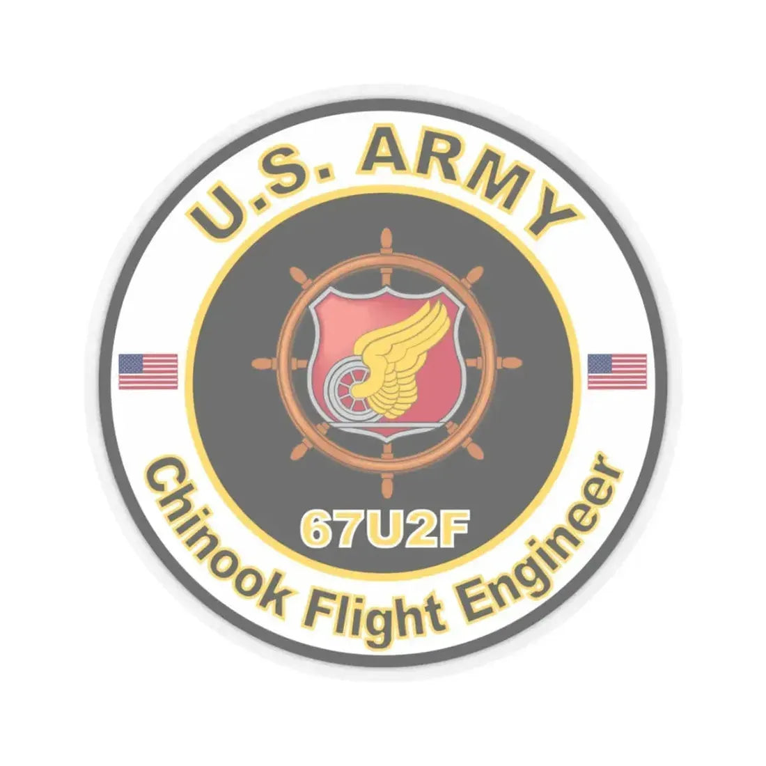 MOS 67U2F Chinook Flight Engineer (U.S. Army) STICKER Vinyl Kiss-Cut Decal 3 Inch Transparent - The Sticker Space