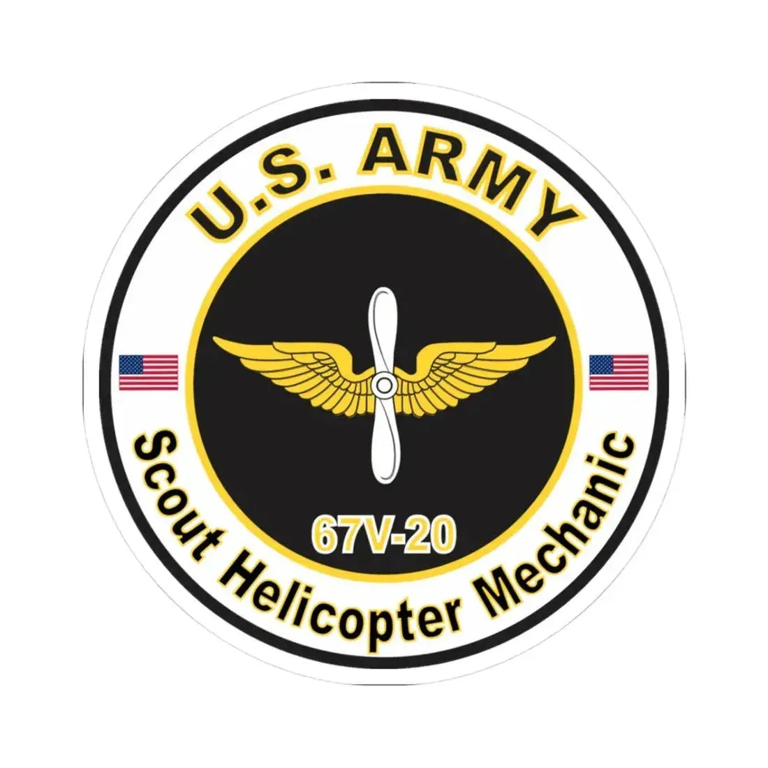 MOS 67V20 Scout Helicopter Mechanic (U.S. Army) STICKER Vinyl Kiss-Cut Decal 3 Inch White - The Sticker Space