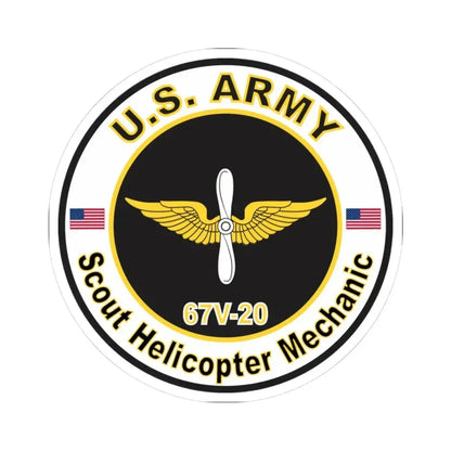 MOS 67V20 Scout Helicopter Mechanic (U.S. Army) STICKER Vinyl Kiss-Cut Decal 3 Inch White - The Sticker Space