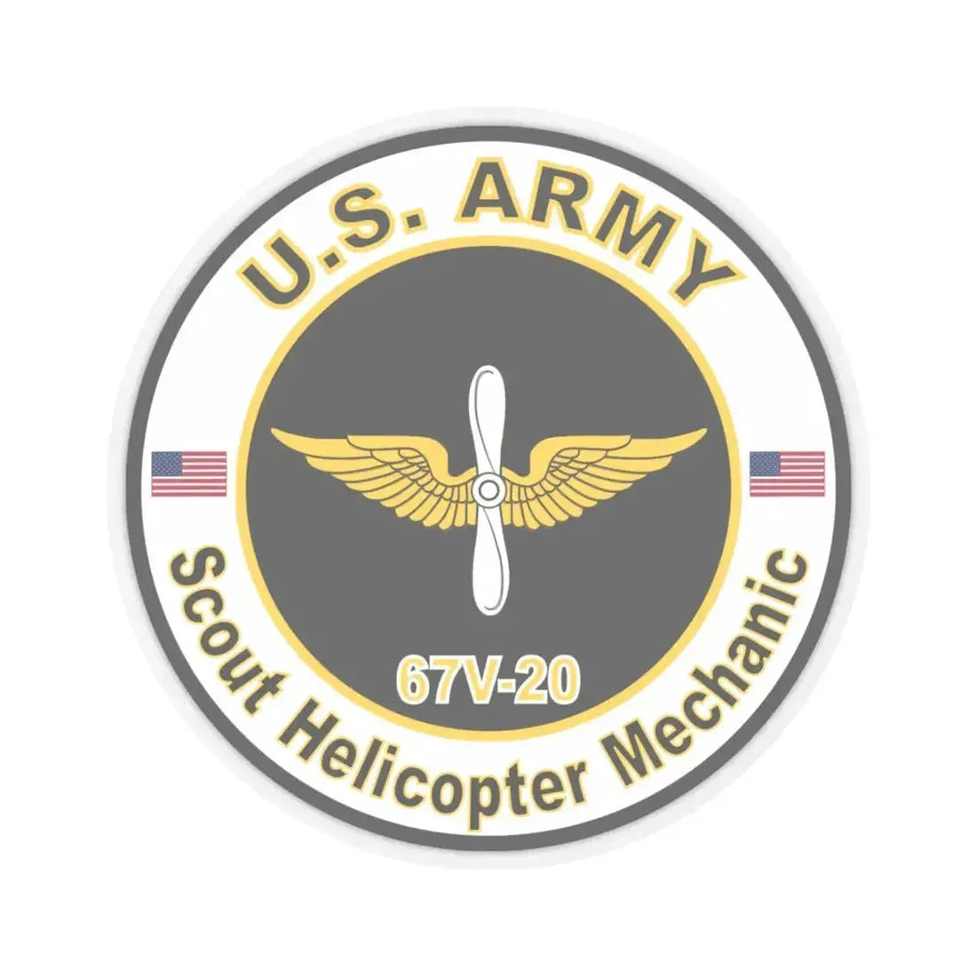 MOS 67V20 Scout Helicopter Mechanic (U.S. Army) STICKER Vinyl Kiss-Cut Decal 6 Inch Transparent - The Sticker Space