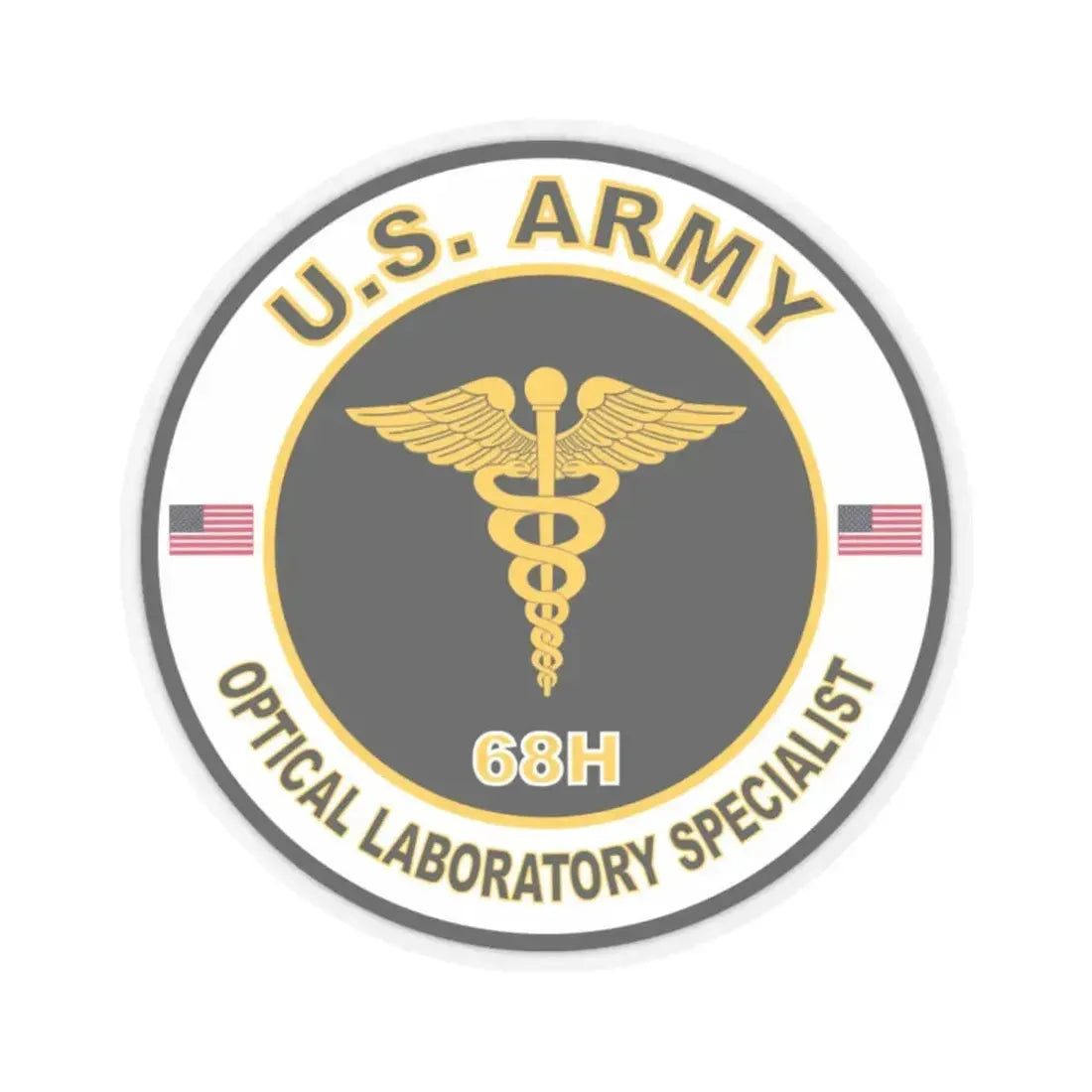 MOS 68H Optical Laboratory Specialist (U.S. Army) STICKER Vinyl Kiss-Cut Decal 2 Inch Transparent - The Sticker Space