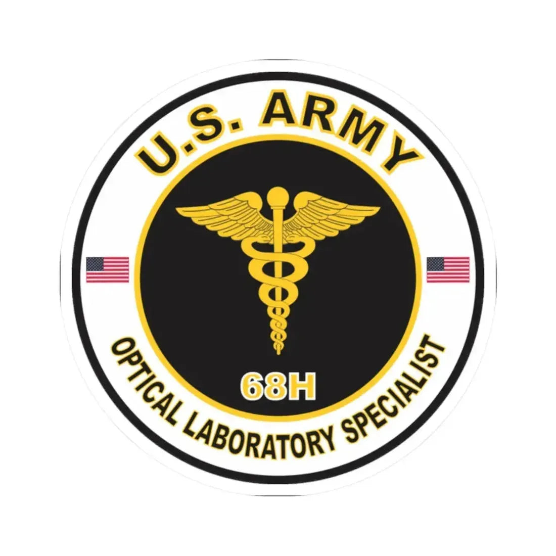 MOS 68H Optical Laboratory Specialist (U.S. Army) STICKER Vinyl Kiss-Cut Decal 2 Inch White - The Sticker Space