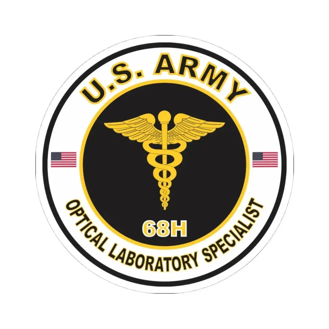 MOS 68H Optical Laboratory Specialist (U.S. Army) STICKER Vinyl Kiss-Cut Decal 4 Inch White - The Sticker Space