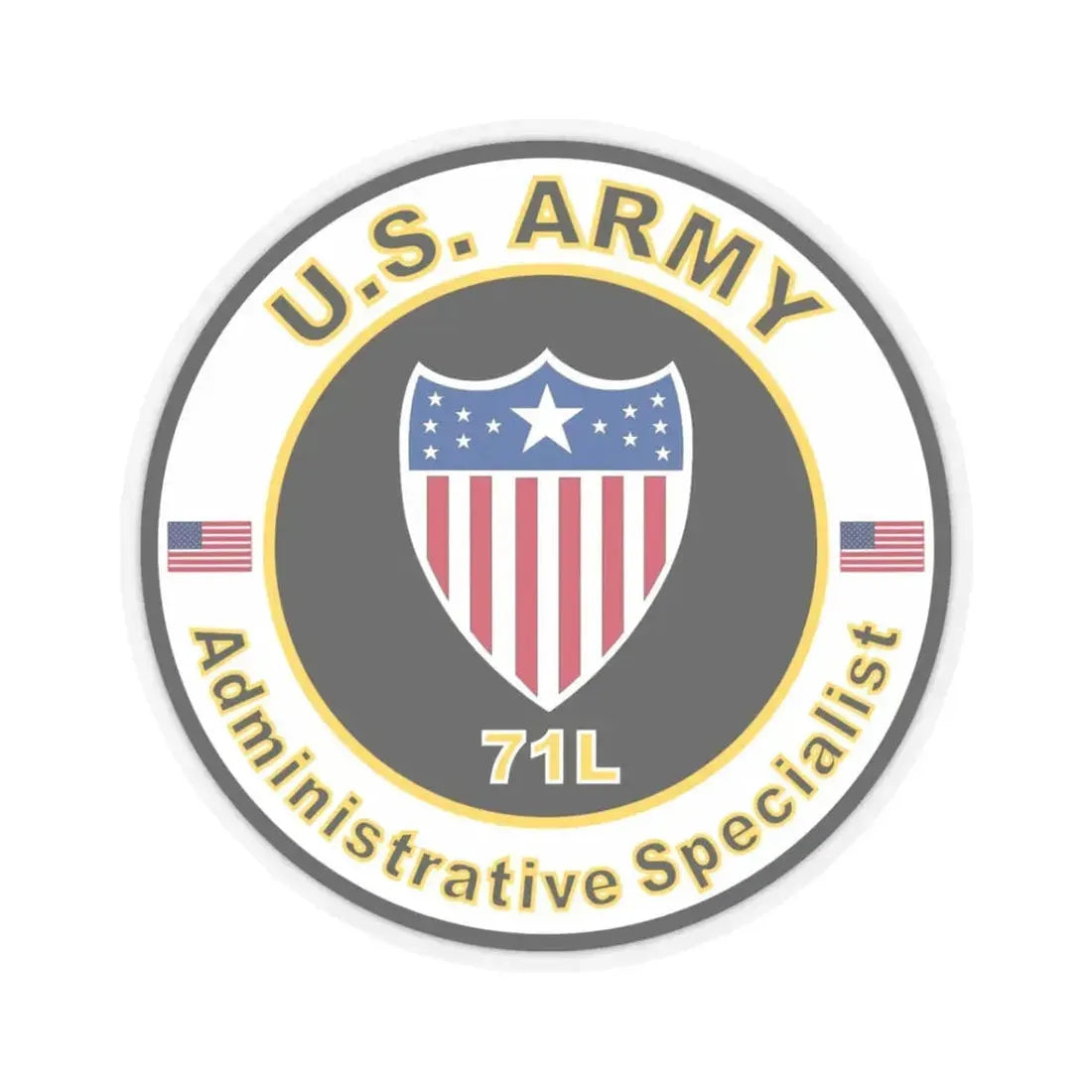 MOS 71L Administrative Specialist (U.S. Army) STICKER Vinyl Kiss-Cut Decal 3 Inch Transparent - The Sticker Space