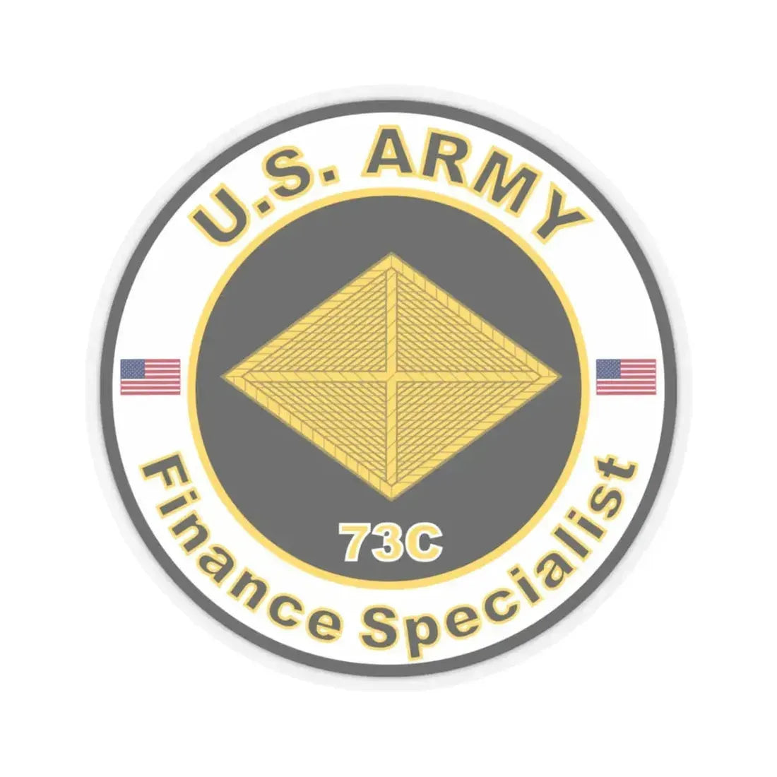 MOS 73C Finance Specialist (U.S. Army) STICKER Vinyl Kiss-Cut Decal 3 Inch Transparent - The Sticker Space