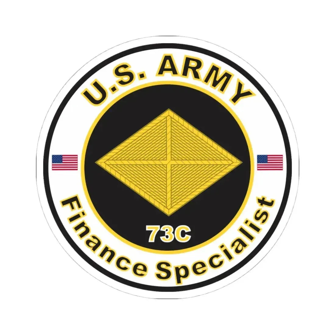 MOS 73C Finance Specialist (U.S. Army) STICKER Vinyl Kiss-Cut Decal 4 Inch White - The Sticker Space