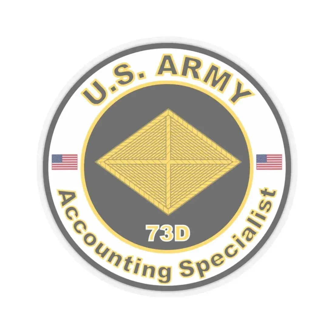 MOS 73D Accounting Specialist (U.S. Army) STICKER Vinyl Kiss-Cut Decal 3 Inch Transparent - The Sticker Space