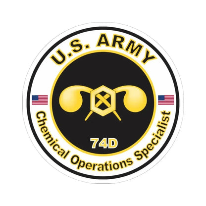 MOS 74D Chemical Operations Specialist (U.S. Army) STICKER Vinyl Kiss-Cut Decal 4 Inch White - The Sticker Space