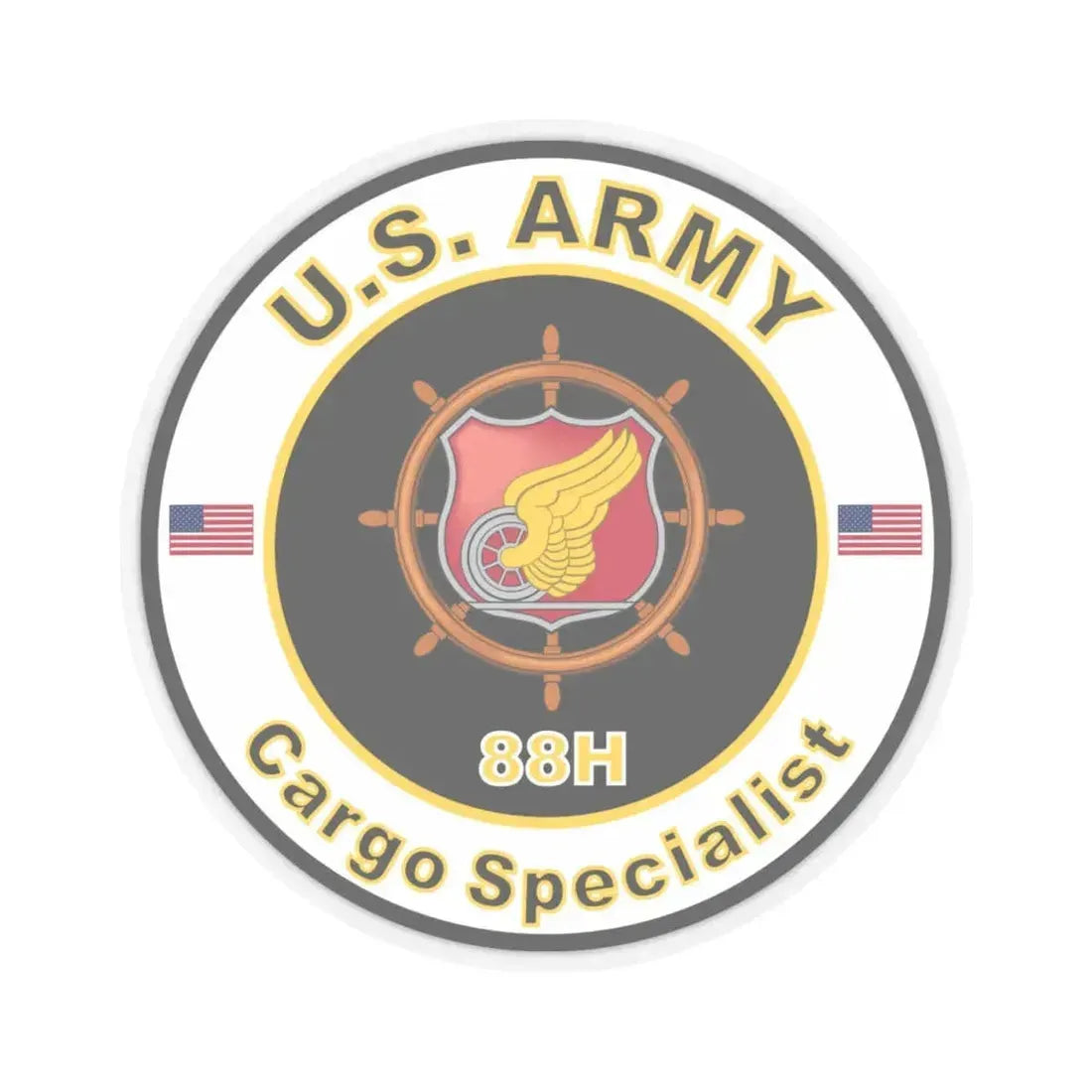 MOS 88H Cargo Specialist (U.S. Army) STICKER Vinyl Kiss-Cut Decal 4 Inch Transparent - The Sticker Space
