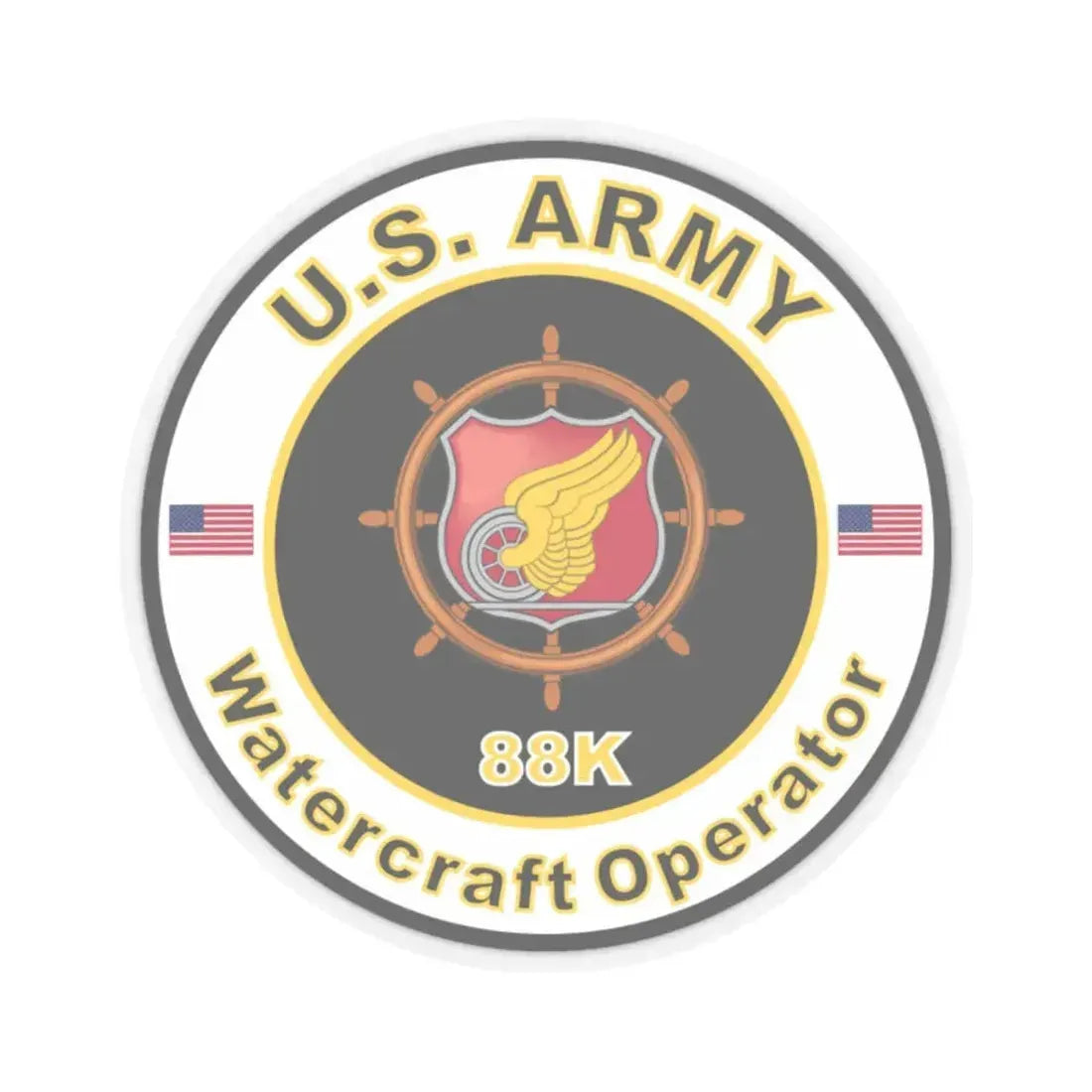 MOS 88K Watercraft Operator (U.S. Army) STICKER Vinyl Kiss-Cut Decal 2 Inch Transparent - The Sticker Space