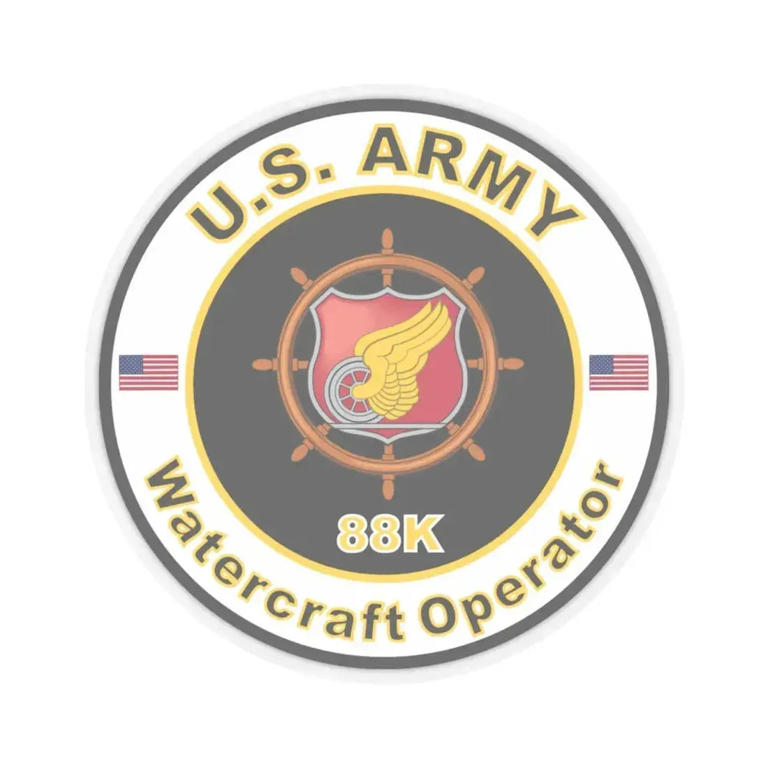 MOS 88K Watercraft Operator (U.S. Army) STICKER Vinyl Kiss-Cut Decal 4 Inch Transparent - The Sticker Space