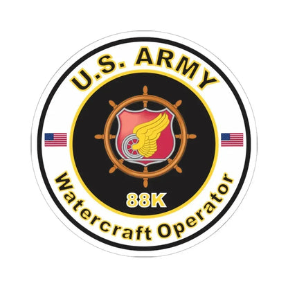 MOS 88K Watercraft Operator (U.S. Army) STICKER Vinyl Kiss-Cut Decal 6 Inch White - The Sticker Space