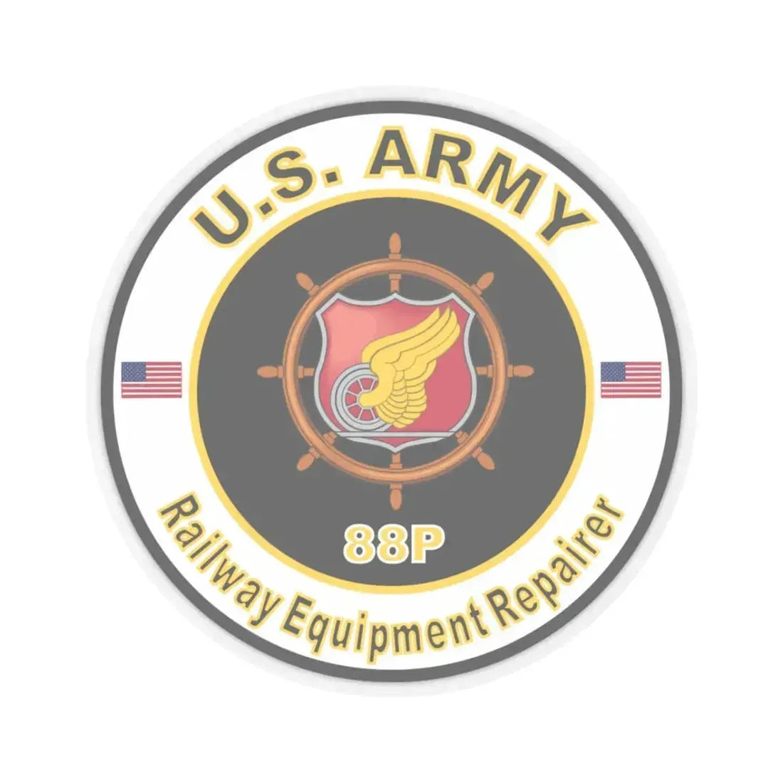 MOS 88P Railway Equipment Repairer (U.S. Army) STICKER Vinyl Kiss-Cut Decal 3 Inch Transparent - The Sticker Space