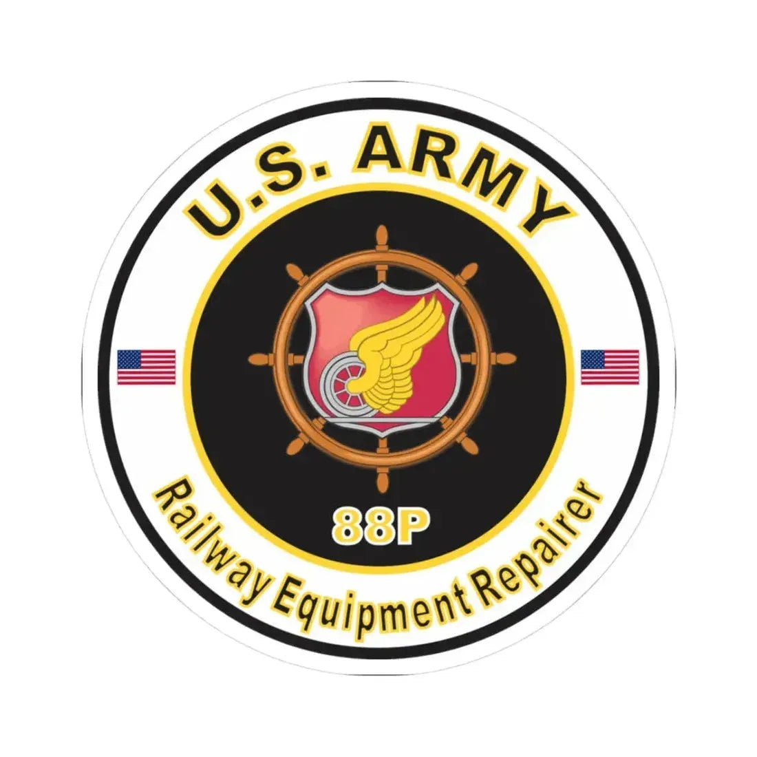 MOS 88P Railway Equipment Repairer (U.S. Army) STICKER Vinyl Kiss-Cut Decal 3 Inch White - The Sticker Space
