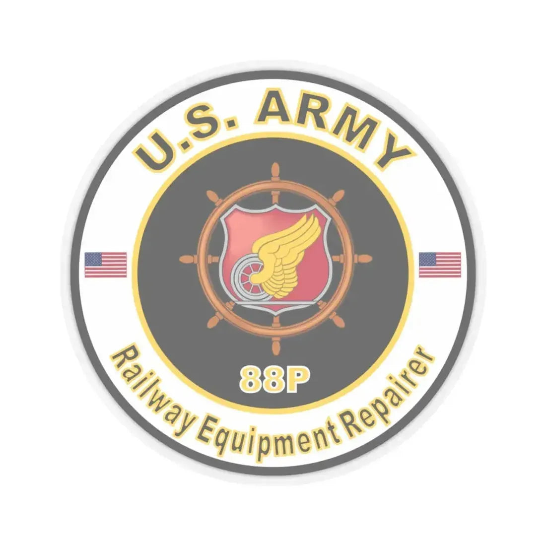 MOS 88P Railway Equipment Repairer (U.S. Army) STICKER Vinyl Kiss-Cut Decal 4 Inch Transparent - The Sticker Space