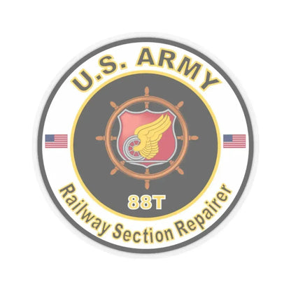 MOS 88T Railway Section Repairer (U.S. Army) STICKER Vinyl Kiss-Cut Decal 2 Inch Transparent - The Sticker Space