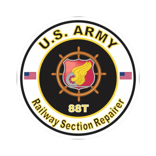 MOS 88T Railway Section Repairer (U.S. Army) STICKER Vinyl Kiss-Cut Decal 2 Inch White - The Sticker Space