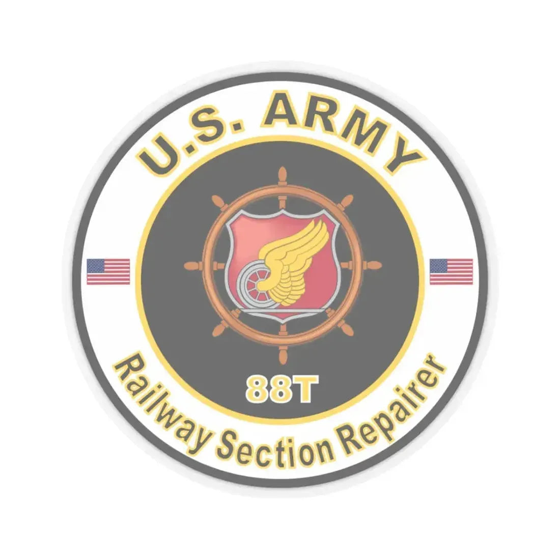 MOS 88T Railway Section Repairer (U.S. Army) STICKER Vinyl Kiss-Cut Decal 3 Inch Transparent - The Sticker Space