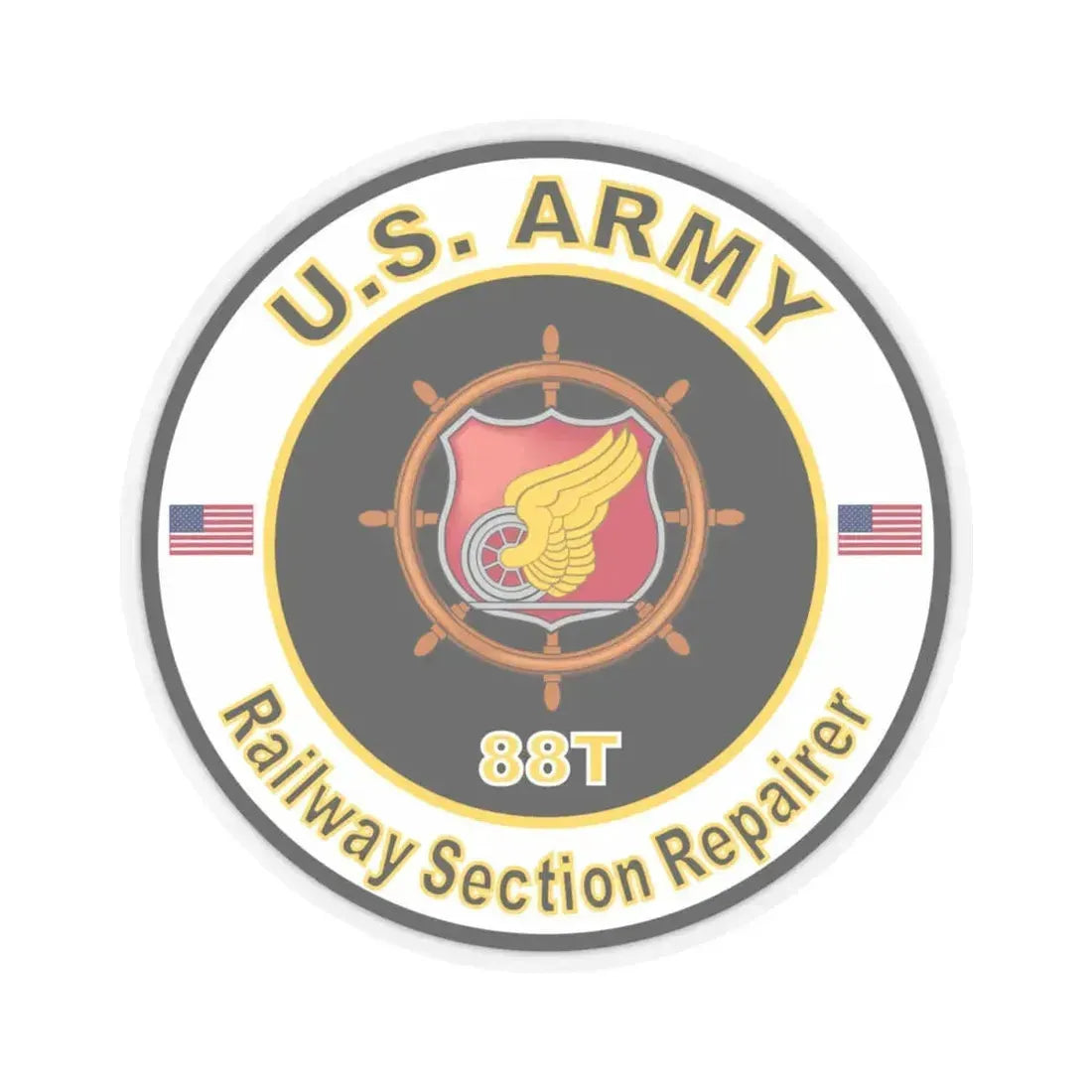 MOS 88T Railway Section Repairer (U.S. Army) STICKER Vinyl Kiss-Cut Decal 4 Inch Transparent - The Sticker Space