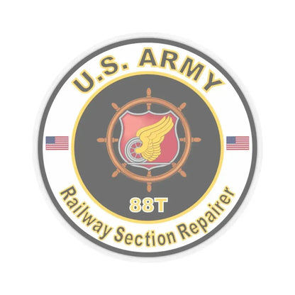 MOS 88T Railway Section Repairer (U.S. Army) STICKER Vinyl Kiss-Cut Decal 4 Inch Transparent - The Sticker Space