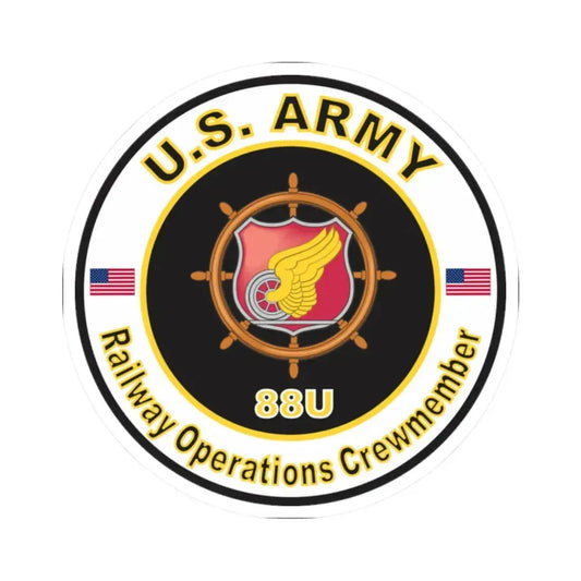 MOS 88U Railway Operations Crewmember (U.S. Army) STICKER Vinyl Kiss-Cut Decal 2 Inch White - The Sticker Space