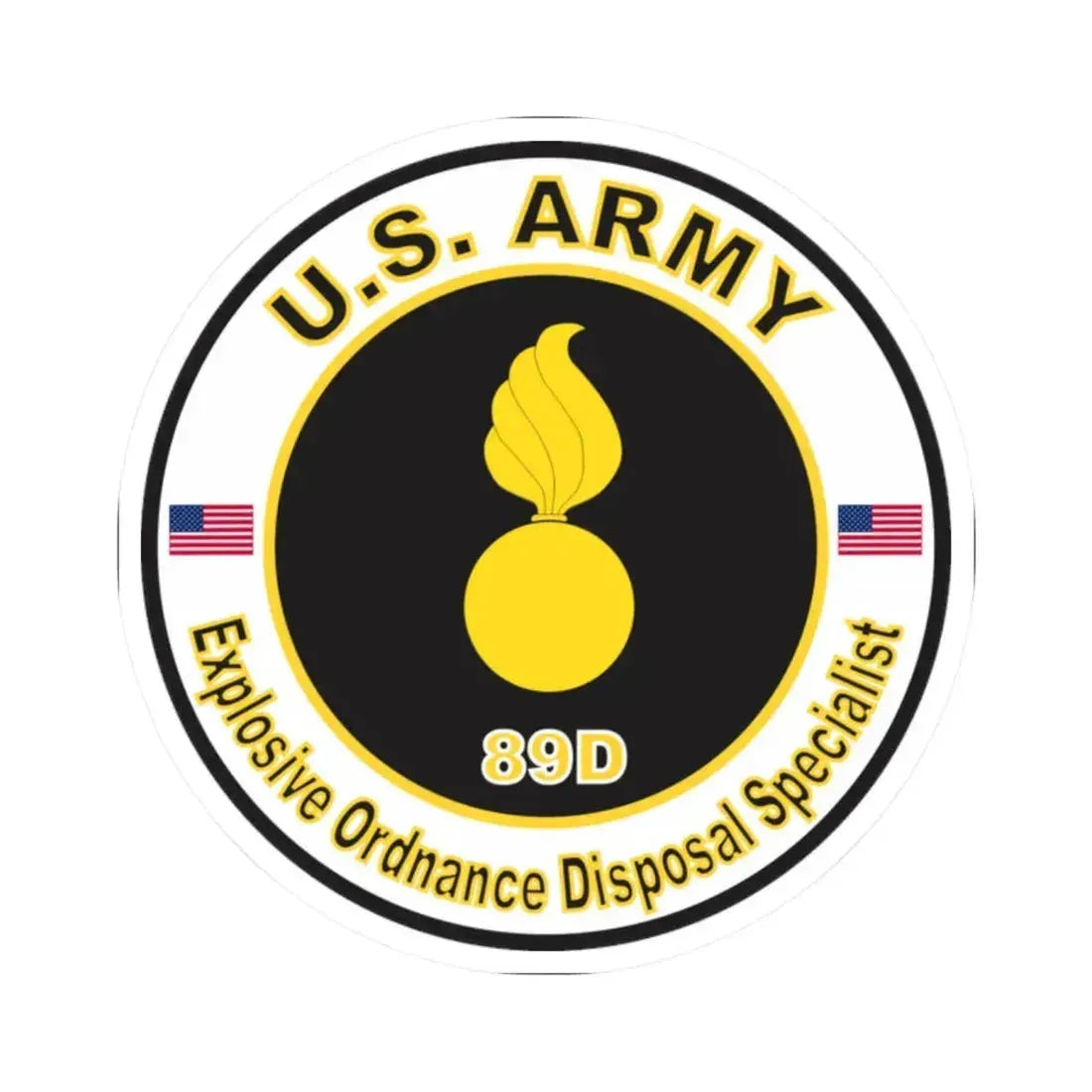 MOS 89D Explosive Ordnance Disposal Specialist (U.S. Army) STICKER Vinyl Kiss-Cut Decal 2 Inch White - The Sticker Space