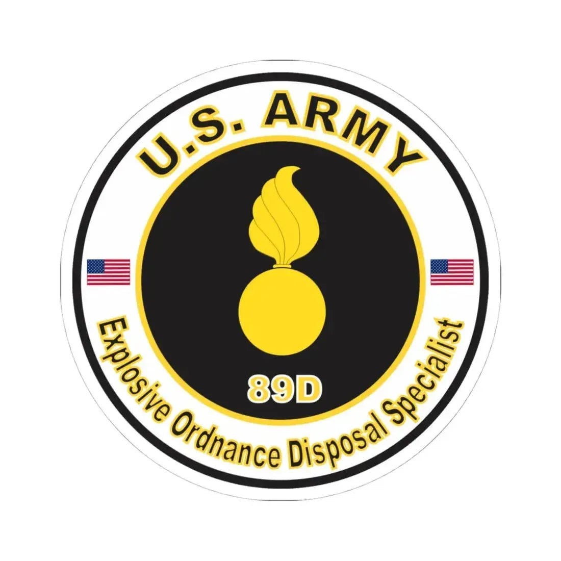 MOS 89D Explosive Ordnance Disposal Specialist (U.S. Army) STICKER Vinyl Kiss-Cut Decal 4 Inch White - The Sticker Space