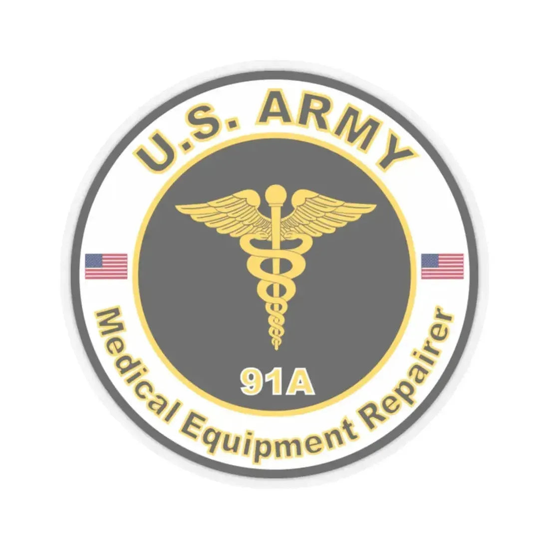 MOS 91A Medical Equipment Repairer (U.S. Army) STICKER Vinyl Kiss-Cut Decal 2 Inch Transparent - The Sticker Space