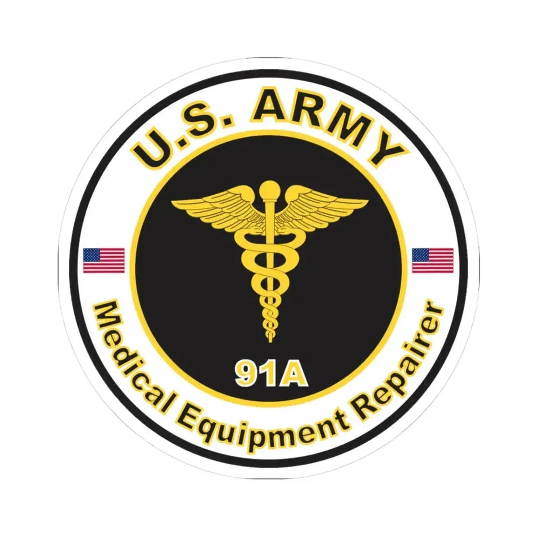 MOS 91A Medical Equipment Repairer (U.S. Army) STICKER Vinyl Kiss-Cut Decal 3 Inch White - The Sticker Space