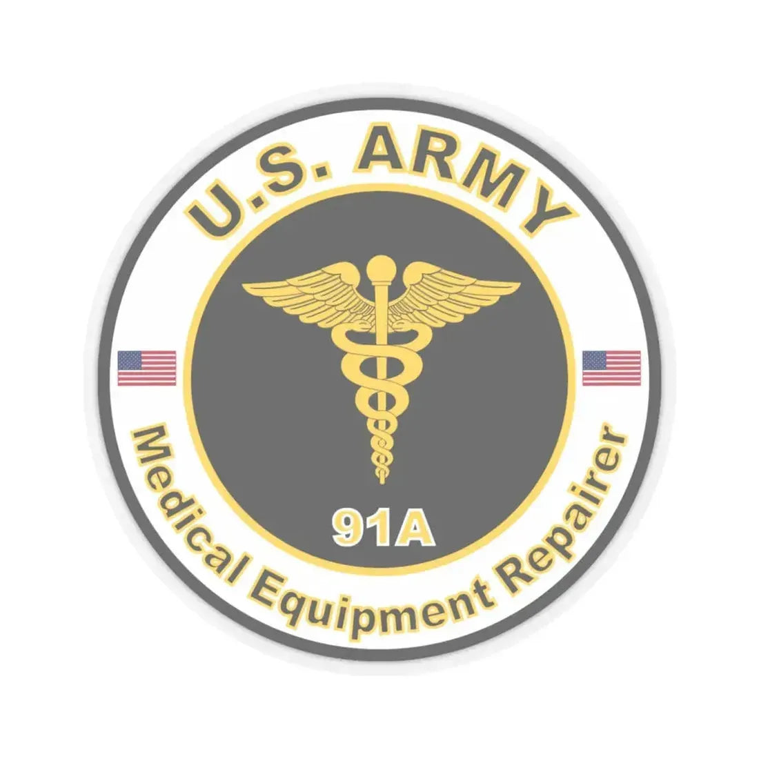 MOS 91A Medical Equipment Repairer (U.S. Army) STICKER Vinyl Kiss-Cut Decal 4 Inch Transparent - The Sticker Space