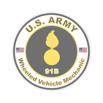 MOS 91B Wheeled Vehicle Mechanic (U.S. Army) STICKER Vinyl Kiss-Cut Decal 4 Inch Transparent - The Sticker Space