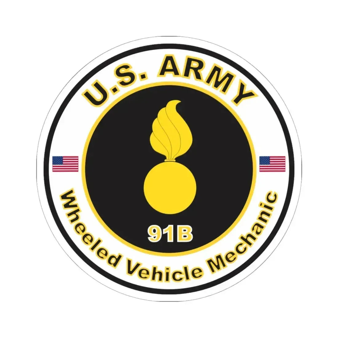 MOS 91B Wheeled Vehicle Mechanic (U.S. Army) STICKER Vinyl Kiss-Cut Decal 6 Inch White - The Sticker Space