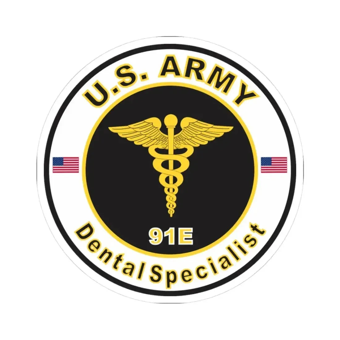 MOS 91E Dental Specialist (U.S. Army) STICKER Vinyl Kiss-Cut Decal 3 Inch White - The Sticker Space