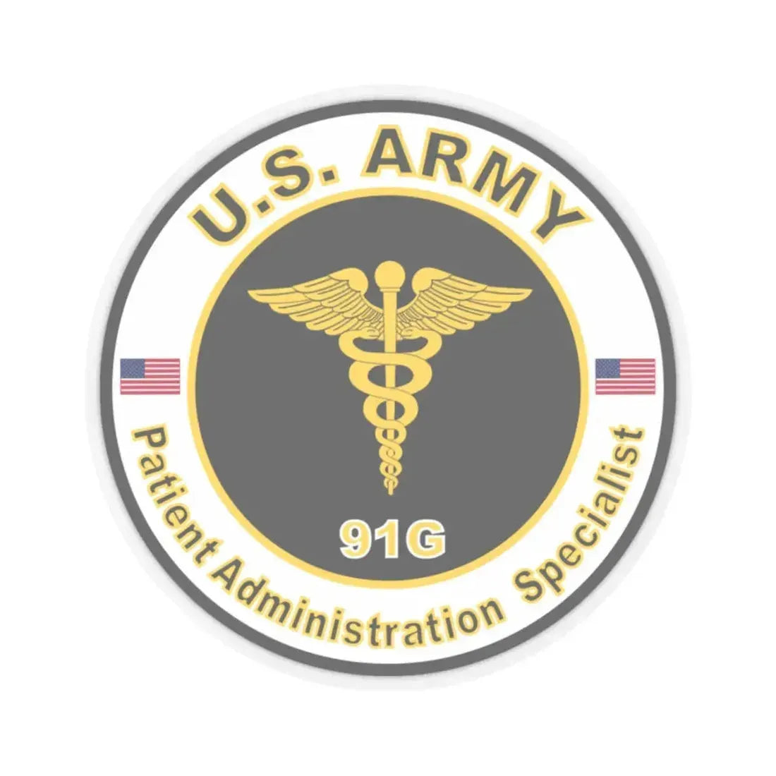 MOS 91G Patient Administration Specialist (U.S. Army) STICKER Vinyl Kiss-Cut Decal 2 Inch Transparent - The Sticker Space
