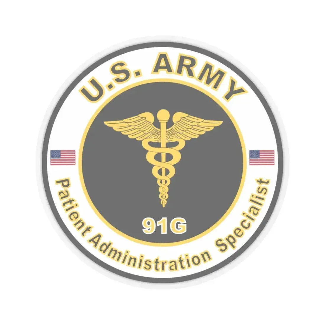 MOS 91G Patient Administration Specialist (U.S. Army) STICKER Vinyl Kiss-Cut Decal 4 Inch Transparent - The Sticker Space