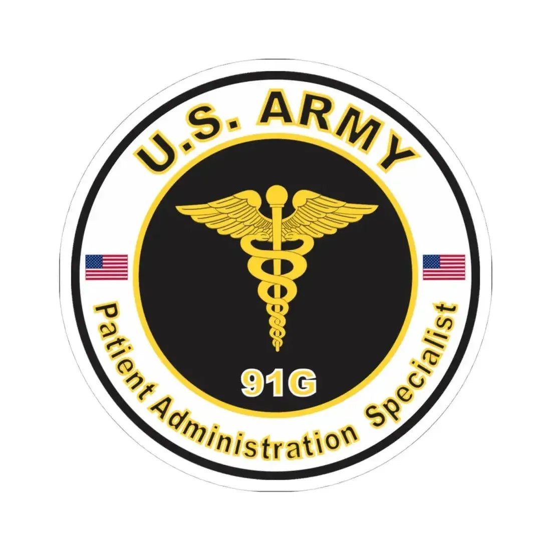 MOS 91G Patient Administration Specialist (U.S. Army) STICKER Vinyl Kiss-Cut Decal 4 Inch White - The Sticker Space