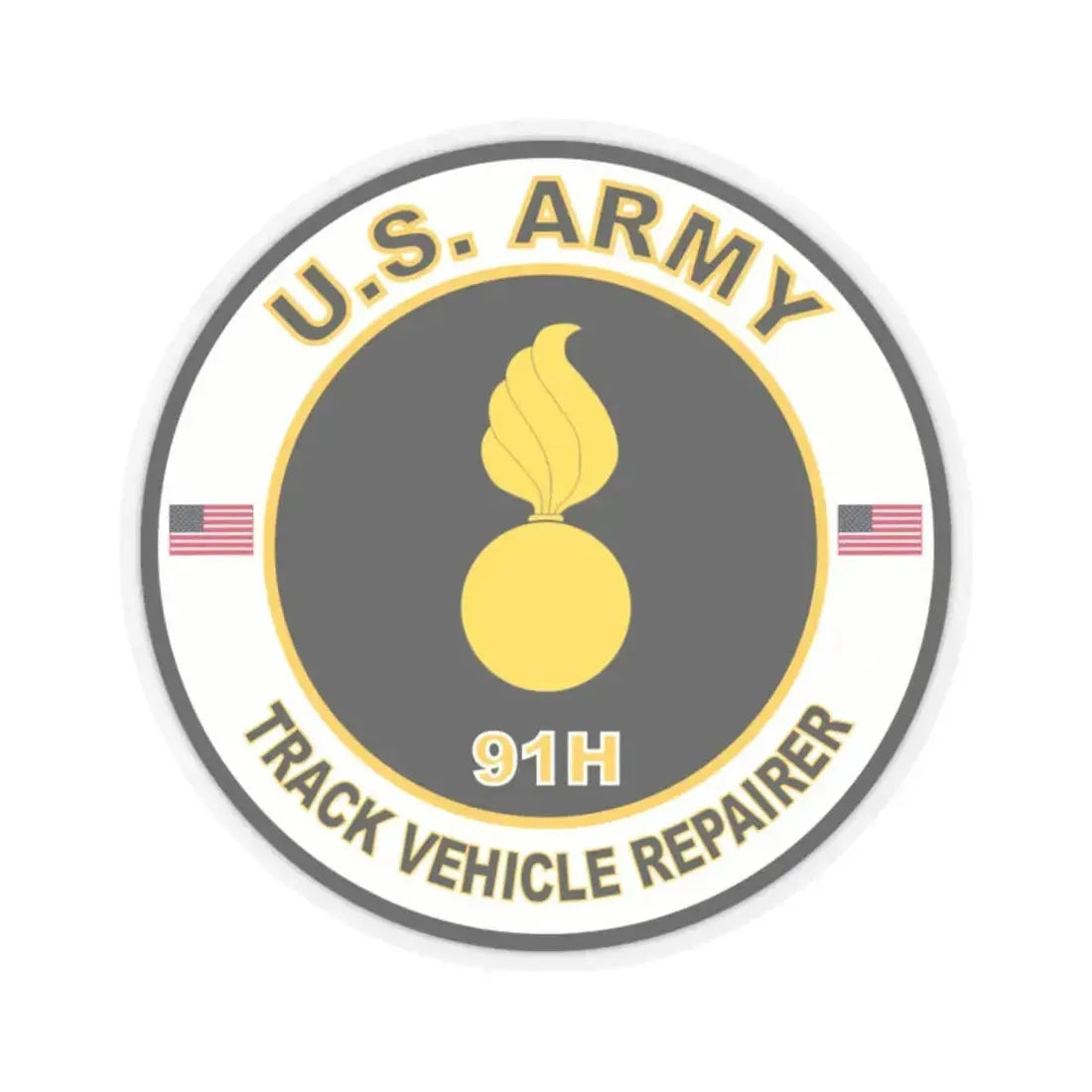 MOS 91H Track Vehicle Repairer (U.S. Army) STICKER Vinyl Kiss-Cut Decal 2 Inch Transparent - The Sticker Space