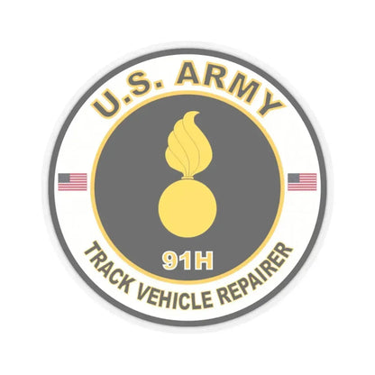 MOS 91H Track Vehicle Repairer (U.S. Army) STICKER Vinyl Kiss-Cut Decal 3 Inch Transparent - The Sticker Space