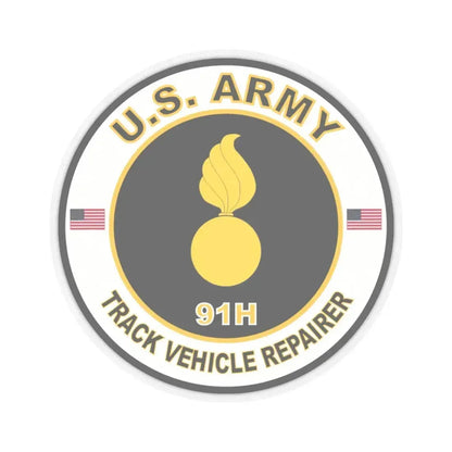 MOS 91H Track Vehicle Repairer (U.S. Army) STICKER Vinyl Kiss-Cut Decal 4 Inch Transparent - The Sticker Space