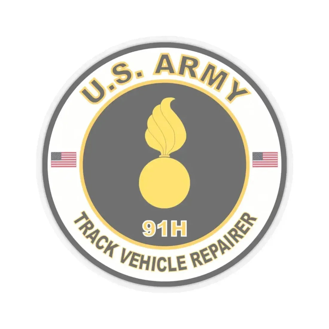 MOS 91H Track Vehicle Repairer (U.S. Army) STICKER Vinyl Kiss-Cut Decal 6 Inch Transparent - The Sticker Space