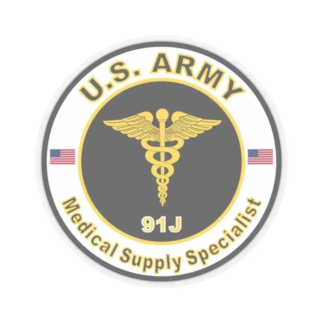 MOS 91J Medical Supply Specialist (U.S. Army) STICKER Vinyl Kiss-Cut Decal 2 Inch Transparent - The Sticker Space