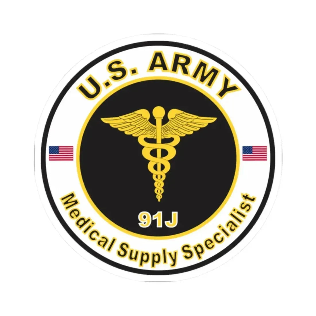 MOS 91J Medical Supply Specialist (U.S. Army) STICKER Vinyl Kiss-Cut Decal 2 Inch White - The Sticker Space